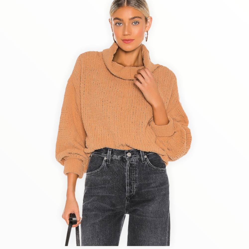NWT Free People Be Yours Knit Pullover Sweater in Camel